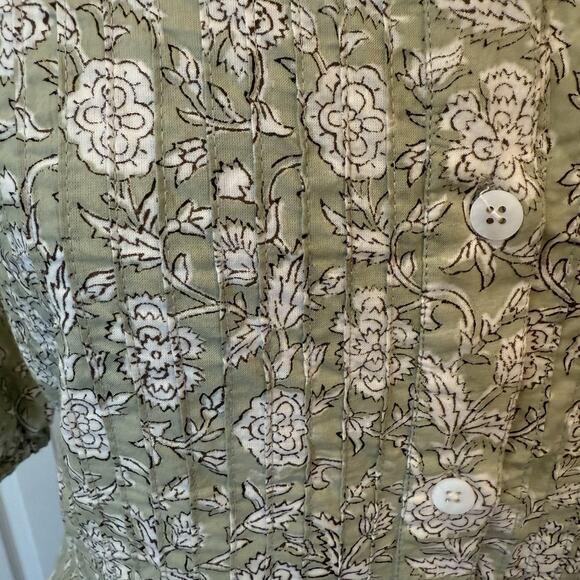 Beau & Ro Annika Dress Sz S Sage Floral Pintuck Ruffle Cottagecore Prairie Maxi - Picture 6 of 14